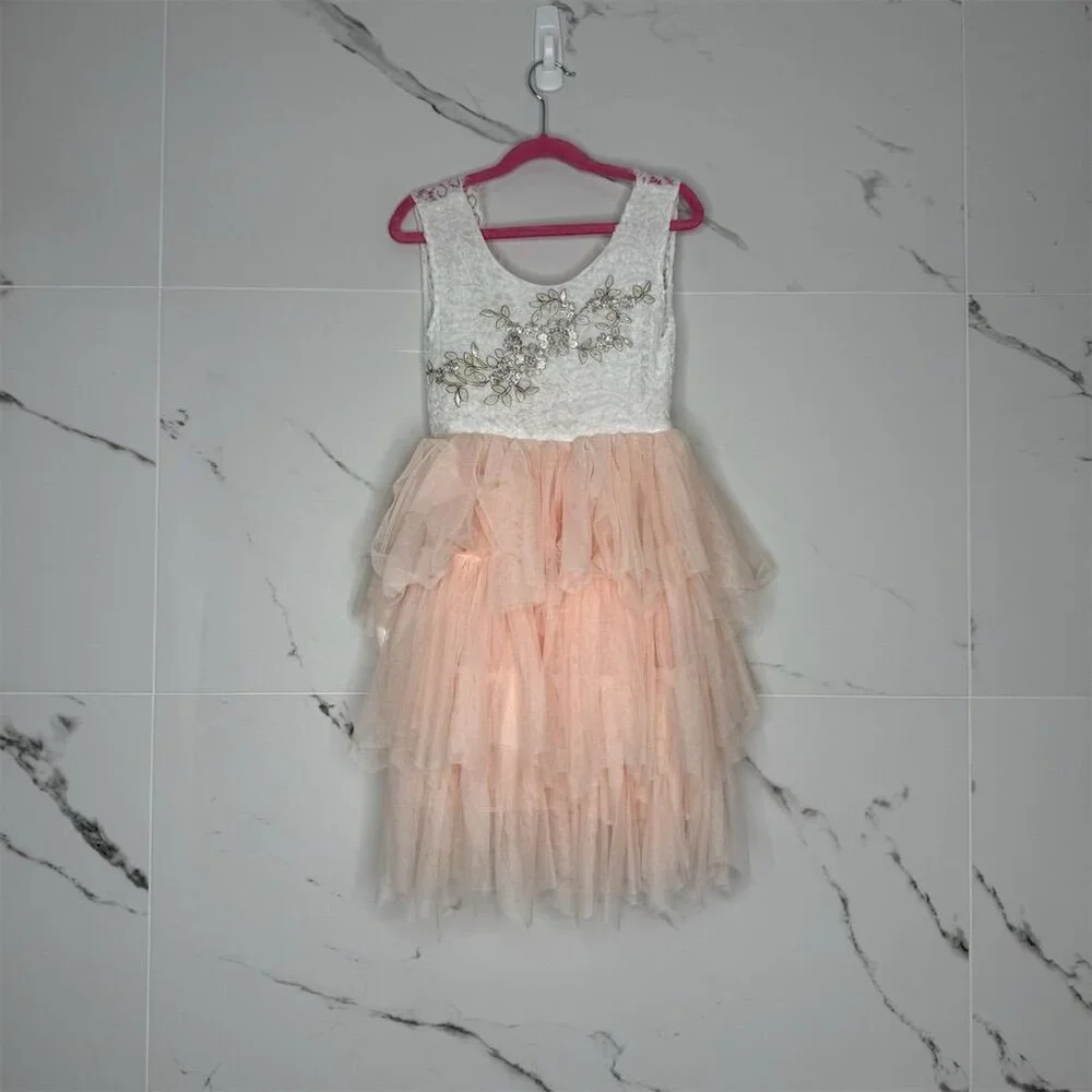 American Princess Girls' Ivory Flower Girl Dress Size 7 Wedding Party